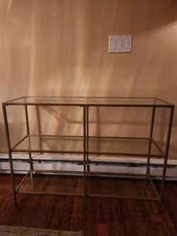 Gold Metal and Glass Console Table