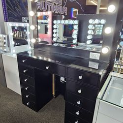 Brand New Vanity Counter Height W/ XL Mirror Black $649 