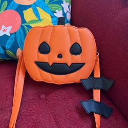 Novelty Halloween Crossbody Bag for Women Cute Pumpkin Devil Bats Shoulder Bag Casual Messenger Bag Funny Purses (Orange)