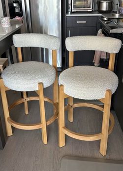 $100 each - Boucle Counter Height Barstool with Footrest Cream - Threshold
