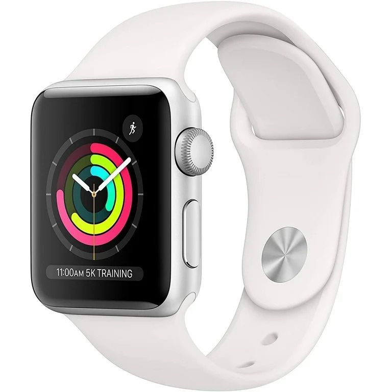 Apple Watch Series 3 GPS 38mm Aluminum Case Silver Sport Wristband White