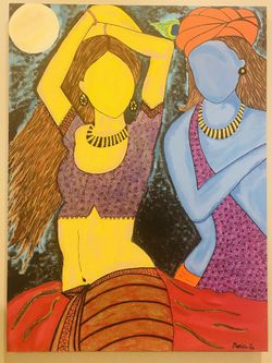 Radha Krishna- Shade Of Love ( Hand Painted Acrylic On Canvas )