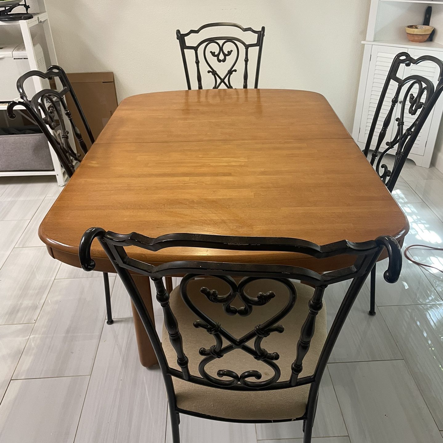 Solid Wood Dining Table And 4 Chairs