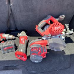 Four Milwaukee Power Tools And Battery For Sale