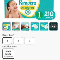 size 1 pamper diapers 