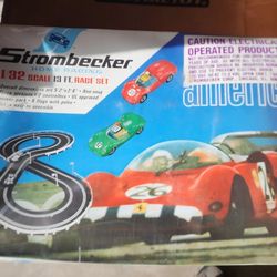 NEW VINTAGE STROMBECKER ROAD AMERICA SLOT CAR RACE TRACK SET