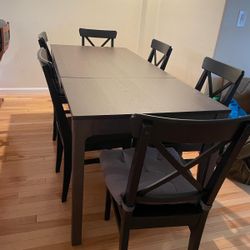 IKEA Wooden Table And 6 Chairs 