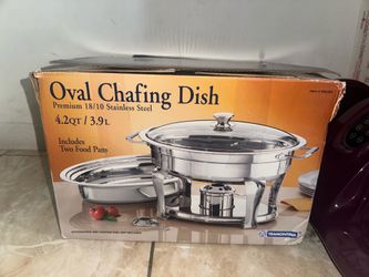 Stainless Steel Oval Chafing Dish with 2 Food Pans
