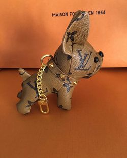Lv French Bulldog Pu Leather Keychain/ Bag Charm