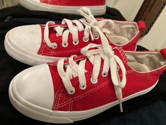 Kids Youth Red Tennis Shoes I Think Fit  13  Or 1