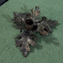 Gilt Tole Candle Holders with Oak Leaf Design.Italy