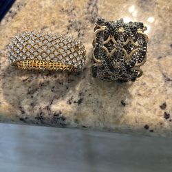Diamond Like Gold Bracelet And Silver And Gold Like Cuff Bracelet