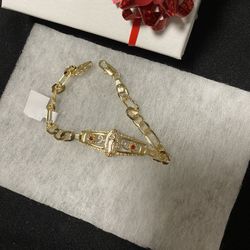 Gift Mother Day  Gold Plated  Brasalete  Con Virgen De Guadalupe 