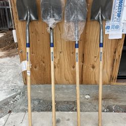 4 new westward round point shovels asking $25 each  And new nupla cutter mattock asking $25 