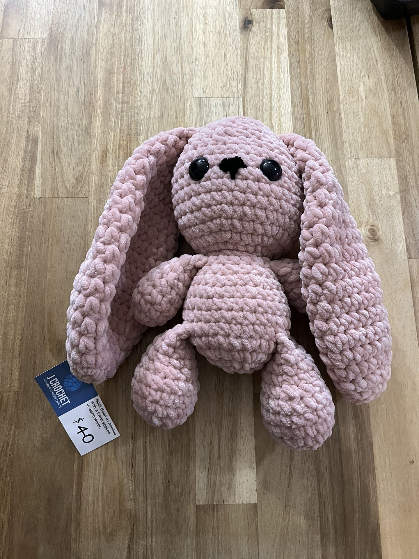 Hand Crocheted Medium Pink Bunny Plush