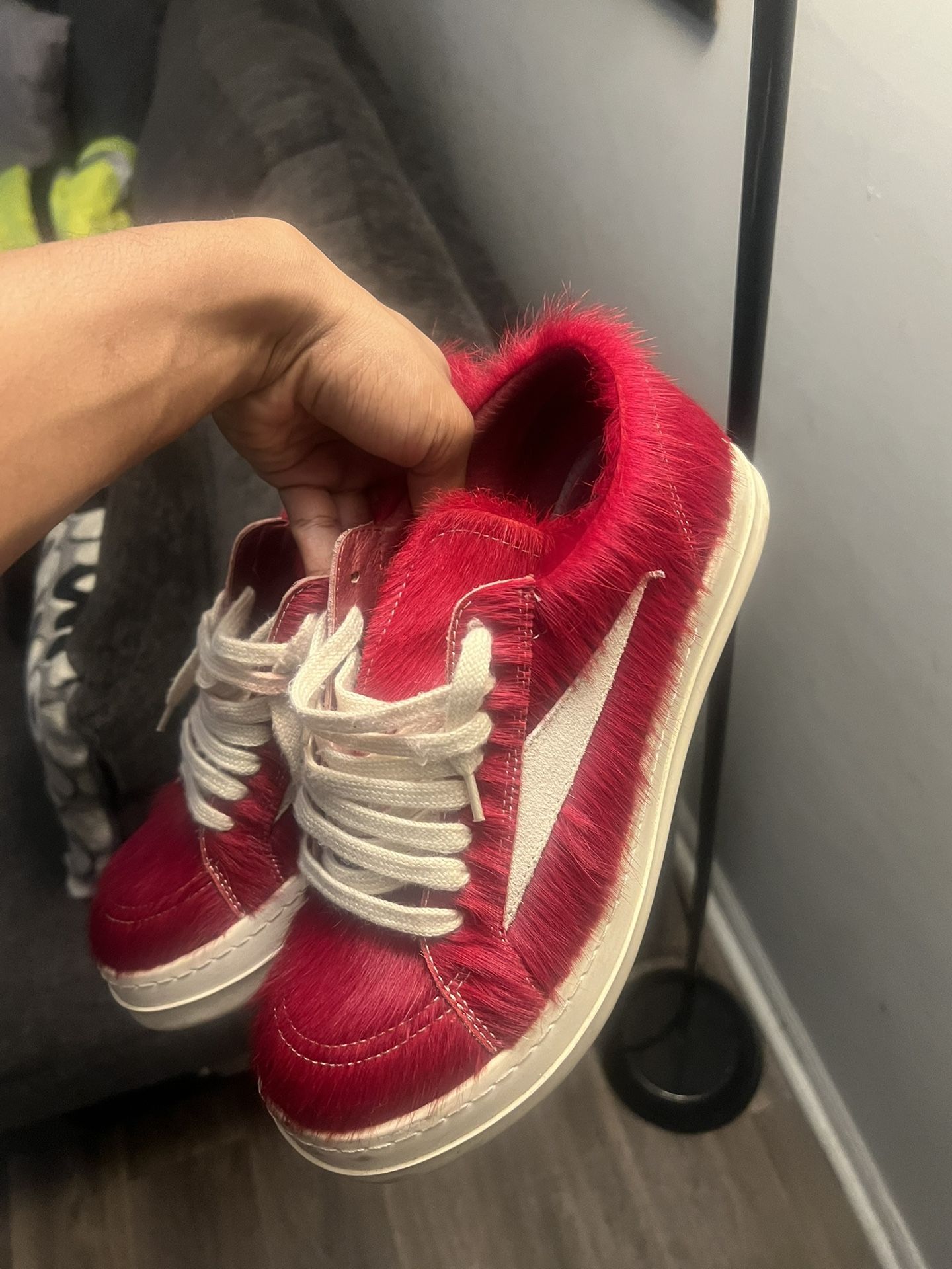 Red Rick Owen Fur Rick Vans 