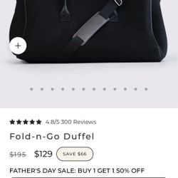 2-in-1 Vegan Leather Duffel Bag – Folds flat into a garment bag. Features 5 pockets, detachable shoulder strap, and holds enough for 3–7 day trips