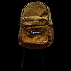 Supreme Leopard Print Backpack Brown Black Adjustable Strap Casual Animal Print