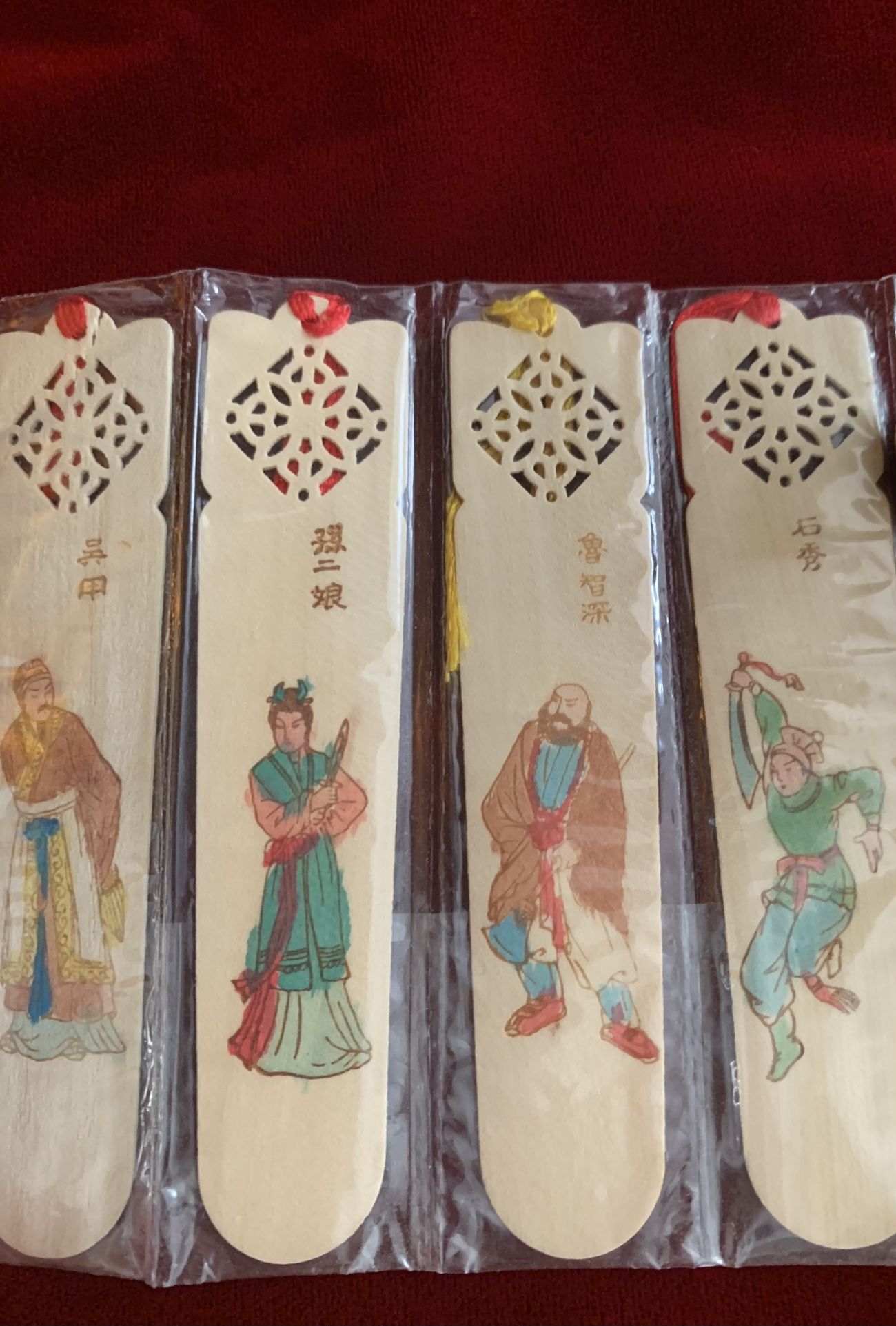 Four New Chinese Folklore Character Wooden Bookmarks