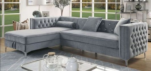 Brand New Grey Sectional Storage Sofa (Pillows Included)