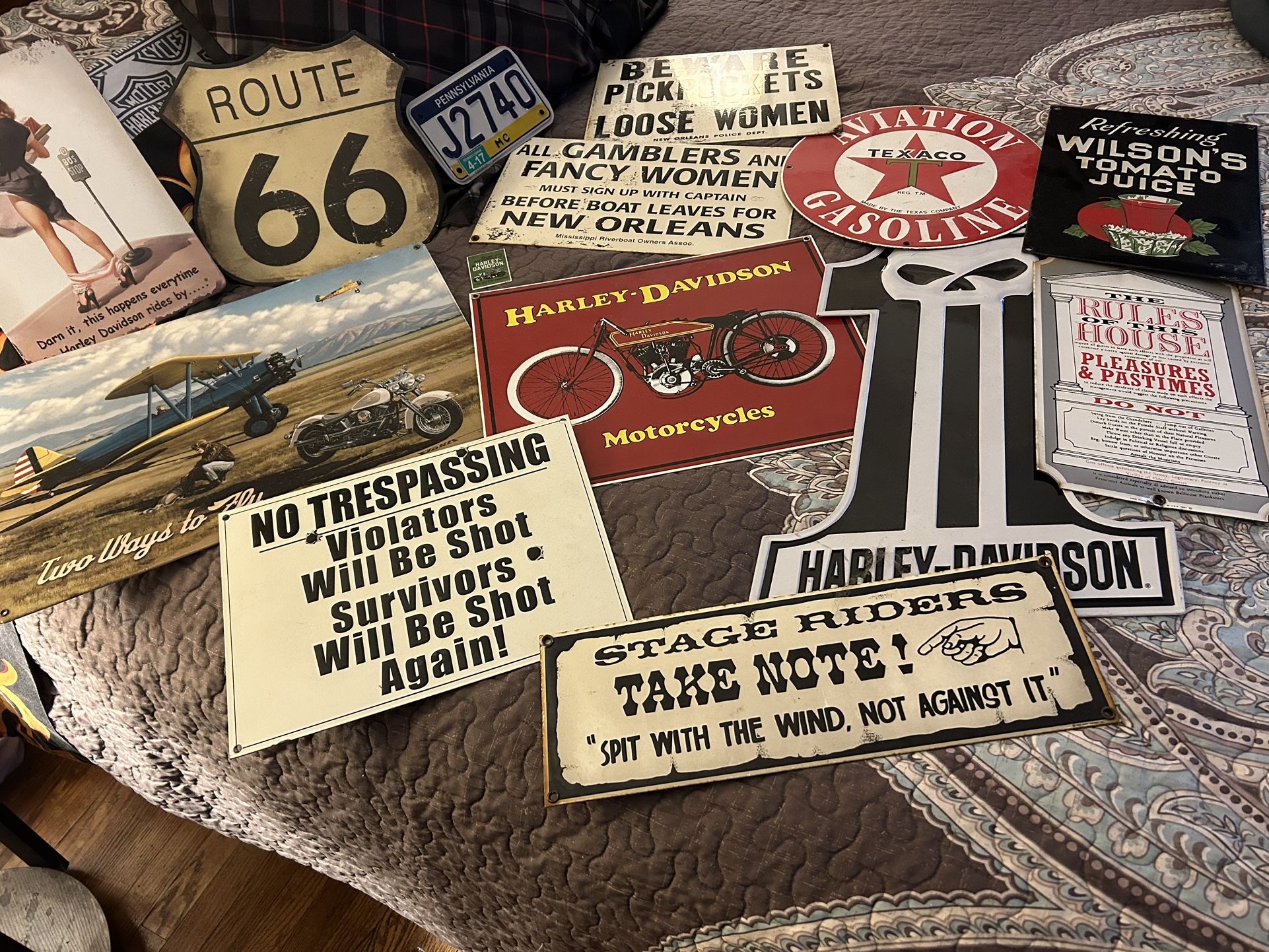 Ceramic & Tin Signs Lot Of 14
