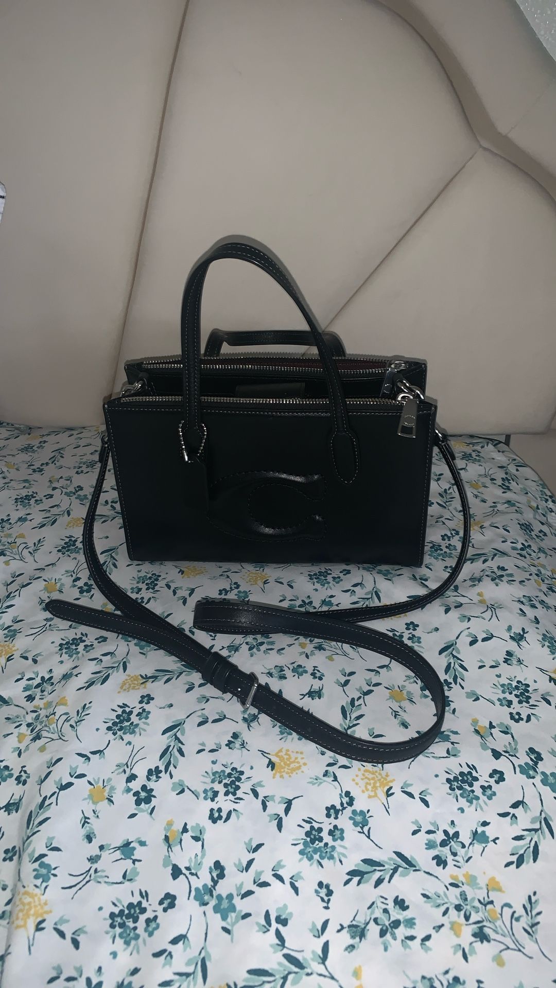 Authentic Black Leather Coach Bag