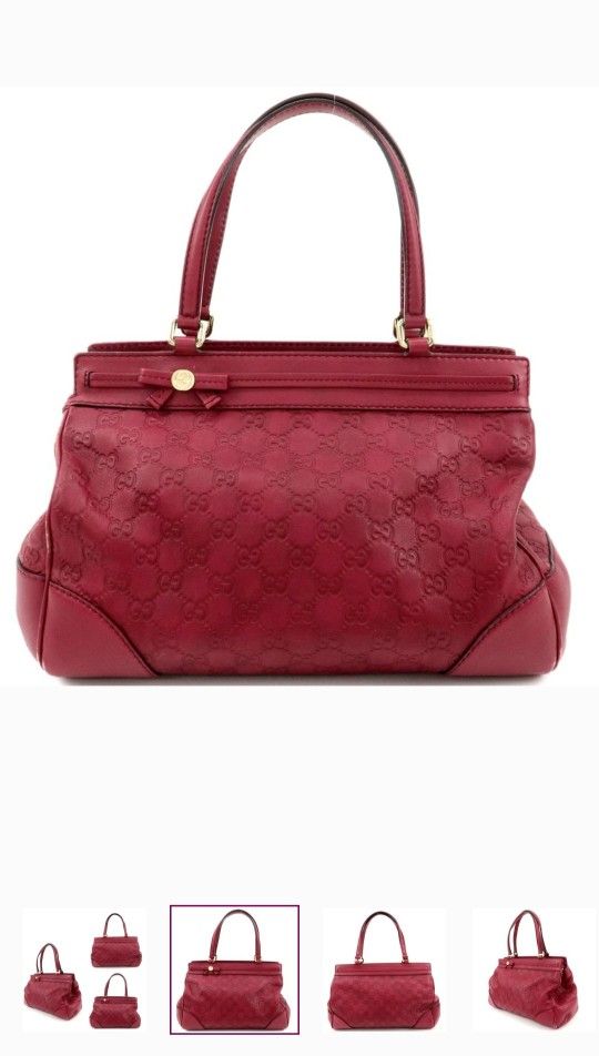 GUCCI Authentic Bordeaux Reddish-Purple Hue Leather Bag