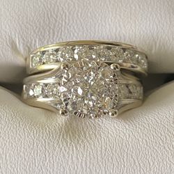 Gold-White Engagement Ring Set