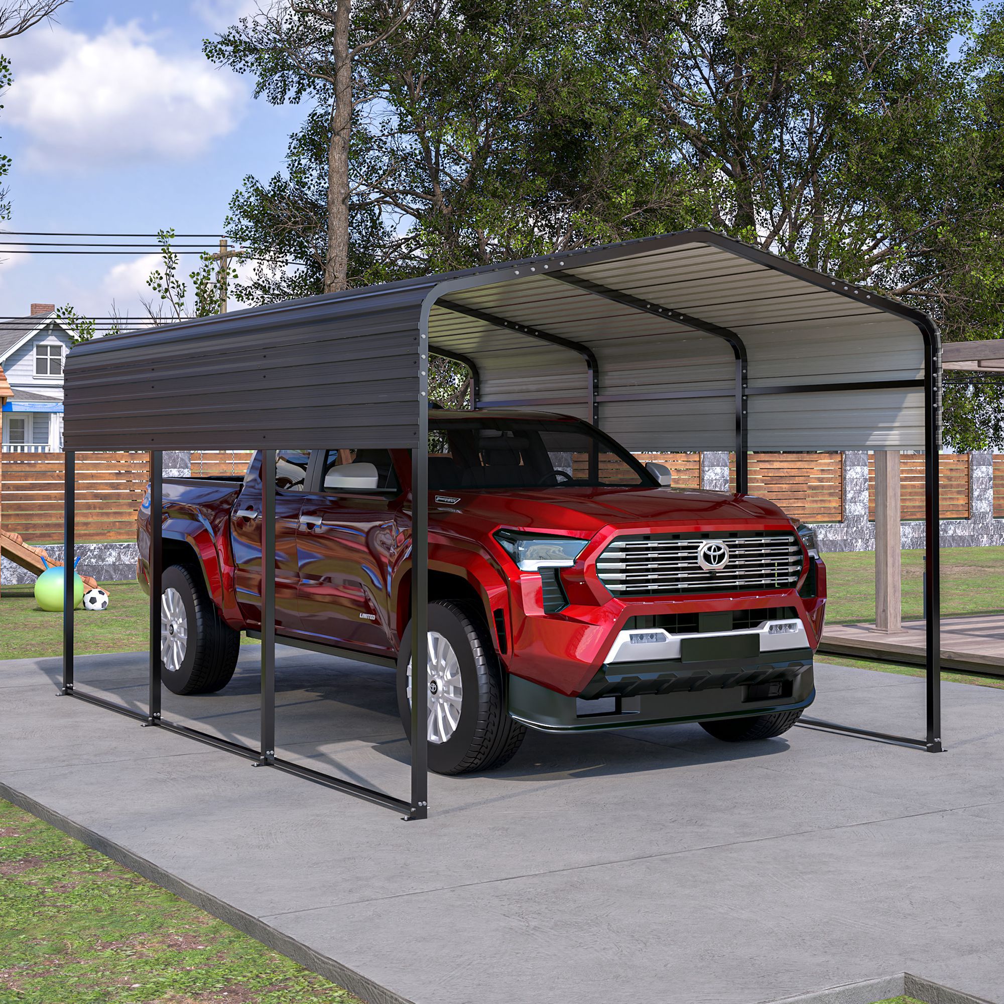 10x15 Metal Carport Carports with Enhanced Base Heavy Duty Garage Outdoor Galvanized Car Shelter for Car, Boats and Truck