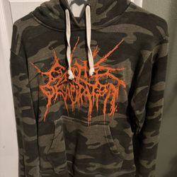 Cattle Decapitation Death Metal Camouflage Hoodie Size Small 