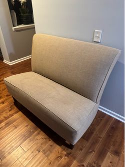 Modern Beige Upholstered Loveseat / Settee – Excellent Condition