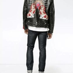 Gucci New Leather sz 48 M L biker Jacket Moto Coat