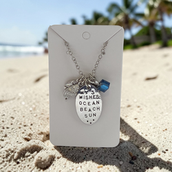 Beach-Themed Charm Necklace – Ocean, Beach, Sun