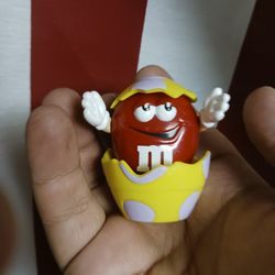 Vintage Red 2" M&M's Easter Candy Tube Topper Figure ~ Plastic Toy Pop Up