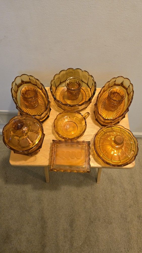 Coin Glass Amber collection by Fostoria. All for the price listed
SET#2