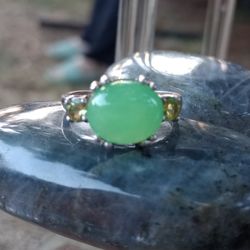 Sterling Silver Green 💚 Jade & Peridot Ring