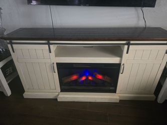 Farmhouse TV Stand with Electric Fireplace