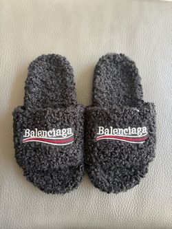 Balenciaga fur slides