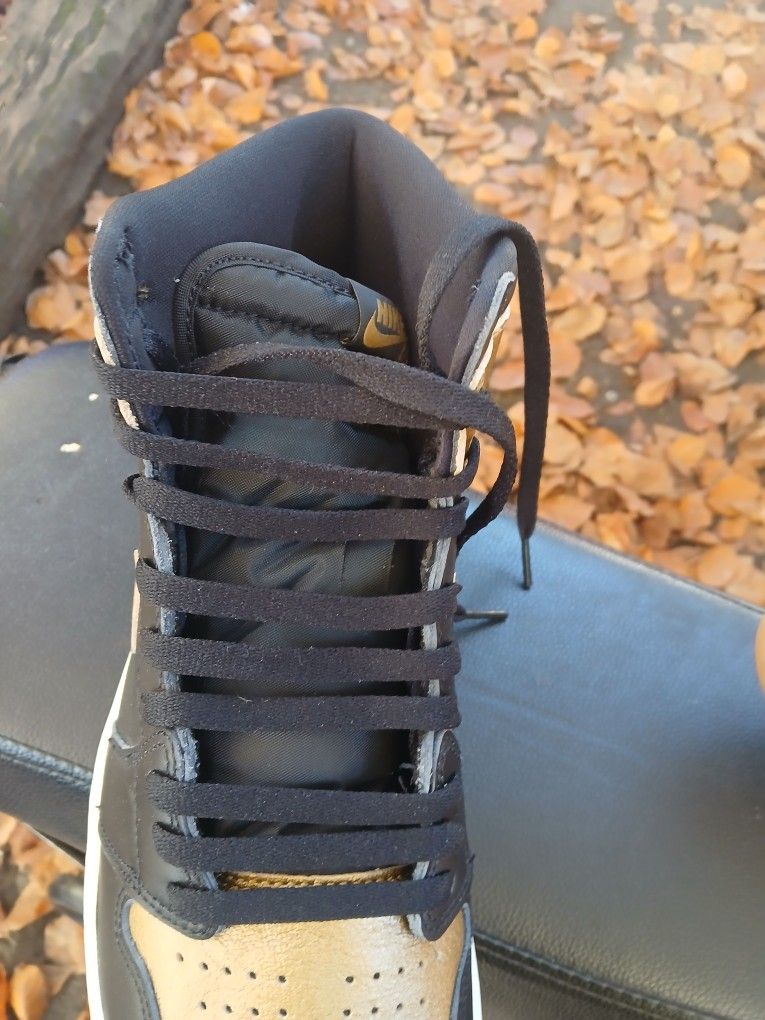 2025 Air Jordan's Og  Metelic  Gold And Black High Tops 