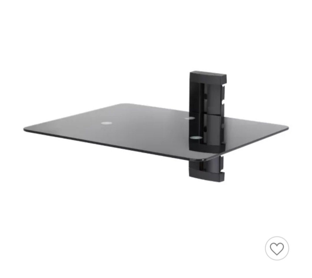 Glass electronics shelf for under the TV