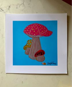Wonderful Skylar Tharp Mushroom Cap Gloss Art Print - 8” x 8” (Art image is 6 x 6)