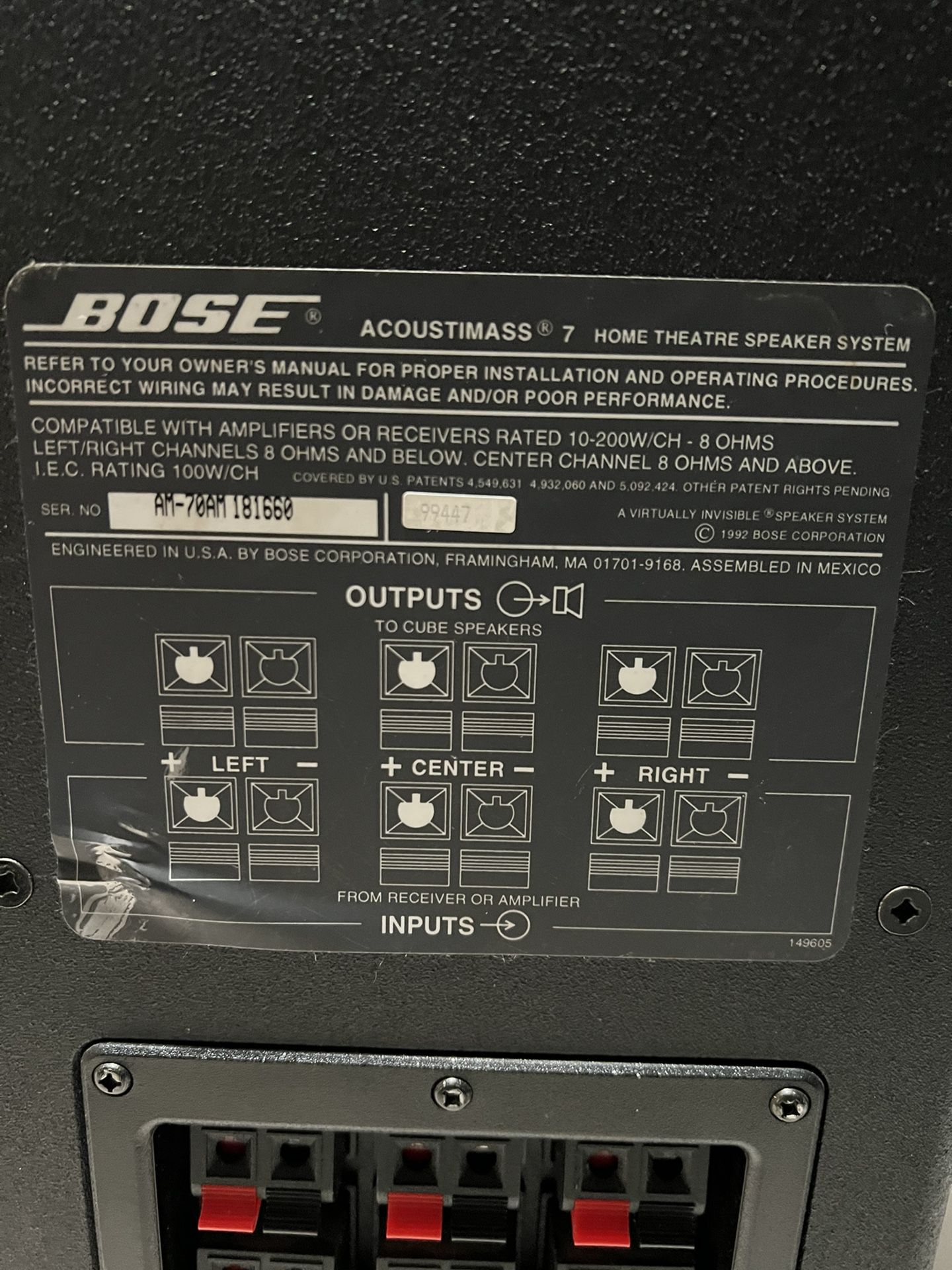 Bose Acoustimass 7 Home Theater Speaker System Subwoofer Only