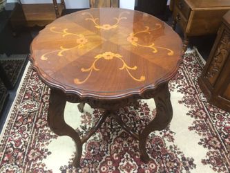 Circular Inlay Entry Table w/ Glass Top