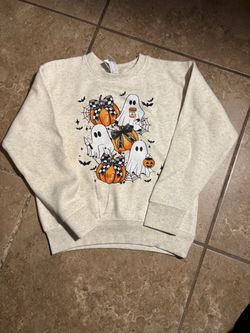 Halloween Ghost Pumpkin Graphic Crewneck Sweatshirt Toddler