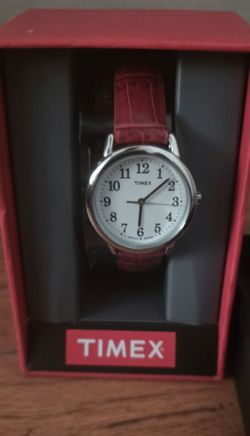 Timex Analog Watch Red Leather Strap