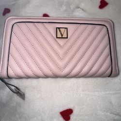 Victoria Secret Large Pink  Zip Wallet 
