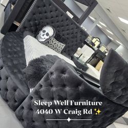 ✨️ Queen, King Light Up Fireplace TV Pop Up Bed Frame ✨️ Furniture Sectionals Avail