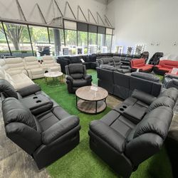 Living Room 3Pcs Recliner Sofa Set / Juego de sofás reclinables de 3 piezas para sala de estar