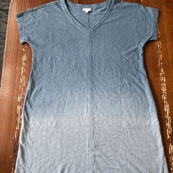 J. Jill Women's Short Sleeve French Terry Dress W/Pockets Aombre Blue Large