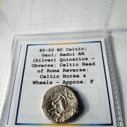 80-50 BC CELTIC GAUL AEDUI SILVER COIN 